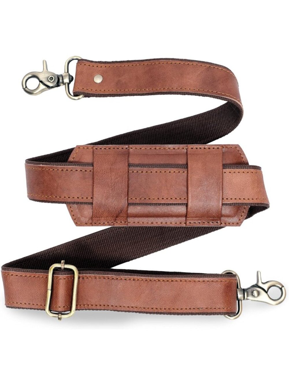 Adjustable 60-inch Real Leather Shoulder Strap - Padded, Metal Hooks for Bags